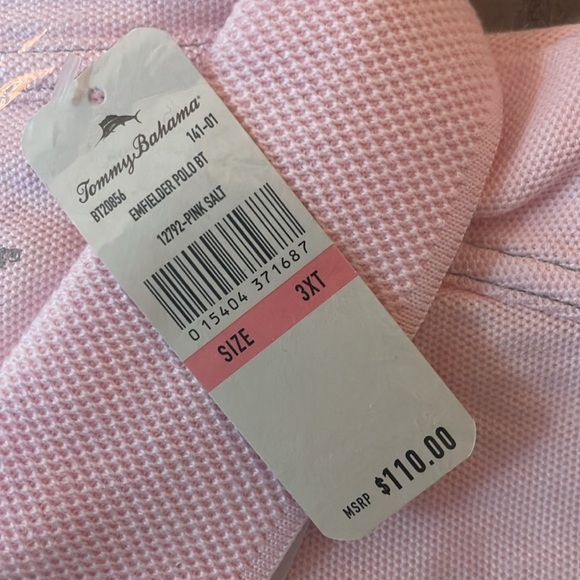 Tommy Bahama Emfielder Supima Pink Salt Polo Shirt Size 3XT - Picture 4 of 4